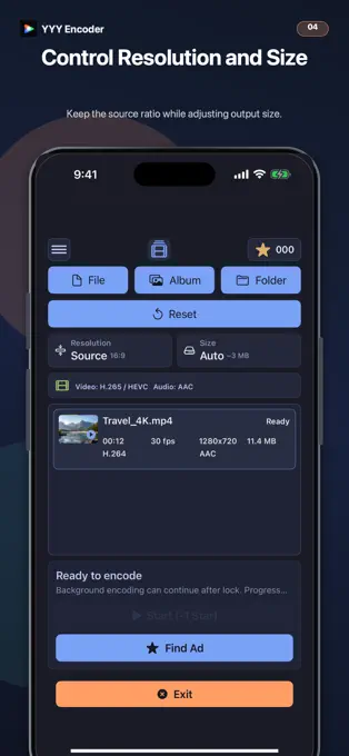 YYY Encoder resolution and target size controls