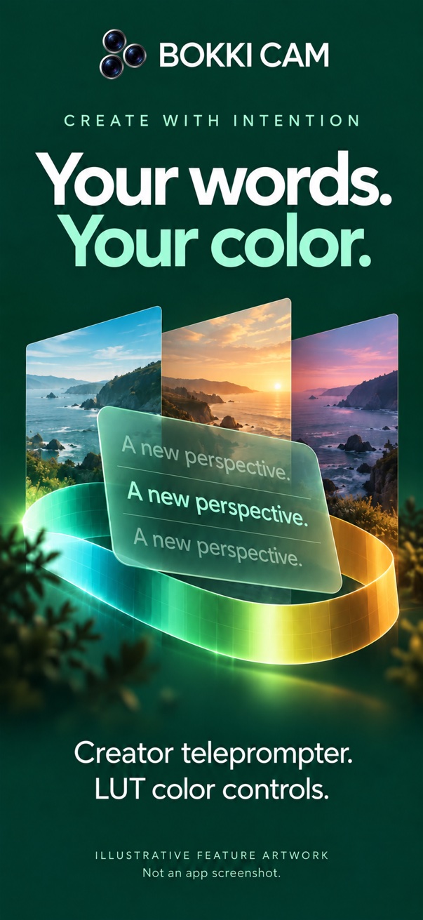 Your words. Your color. Creator teleprompter and LUT color controls.